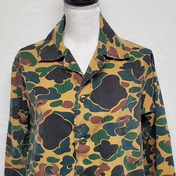 VINTAGE 70s SafTbak Duck Camouflage Lightweight Grunge Hunting Jacket Small - Picture 5 of 14